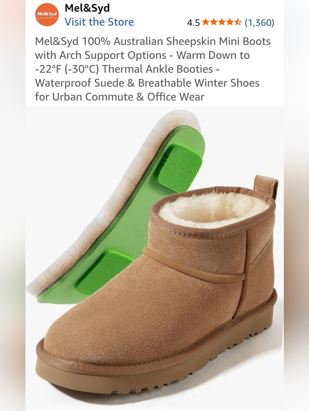 Mel&Syd Sheepskin Mini Boots in Chestnut